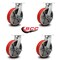 Service Caster 12 Inch Heavy Duty Red Poly on Cast Iron Swivel Caster Set with Brakes, 4PK SCC-KP92S1230-PUR-RS-SLB-4 - alternate 3